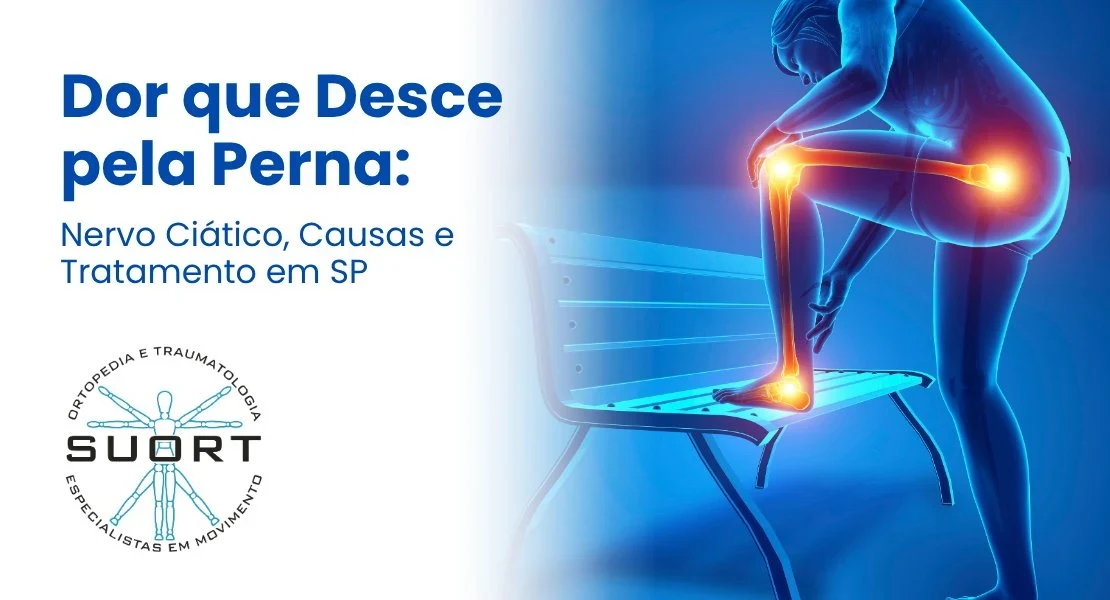 Paciente com dor que desce pela perna, nervo ciático, recebendo avaliação na SUORT Clínica Integrada, Perdizes, São Paulo