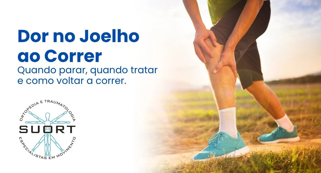 Corredor segurando o joelho com dor durante treino ao ar livre, dor no joelho ao correr tratamento com ortopedista e fisioterapia na SUORT Clínica Integrada, Perdizes, São Paulo