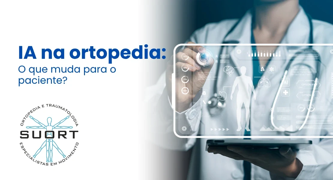 Ortopedista examinando paciente com apoio de tecnologia de imagem na SUORT Clínica Integrada, Perdizes, São Paulo