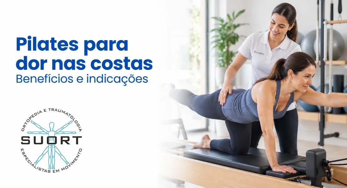 Pilates para dor nas costas conduzido por fisioterapeuta, fortalecimento do core e estabilização da coluna na SUORT Clínica Integrada, Perdizes, São Paulo